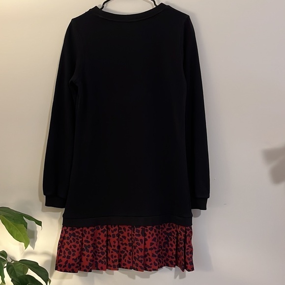 KINLY dress Black Drop Waist Terry Leopard Dress Small - Picture 12 of 13